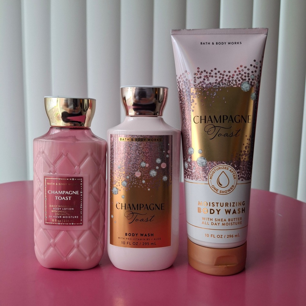 Bath & Body Works CHAMPAGNE TOAST Moisturizing Body Wash & Lotion Set of 3